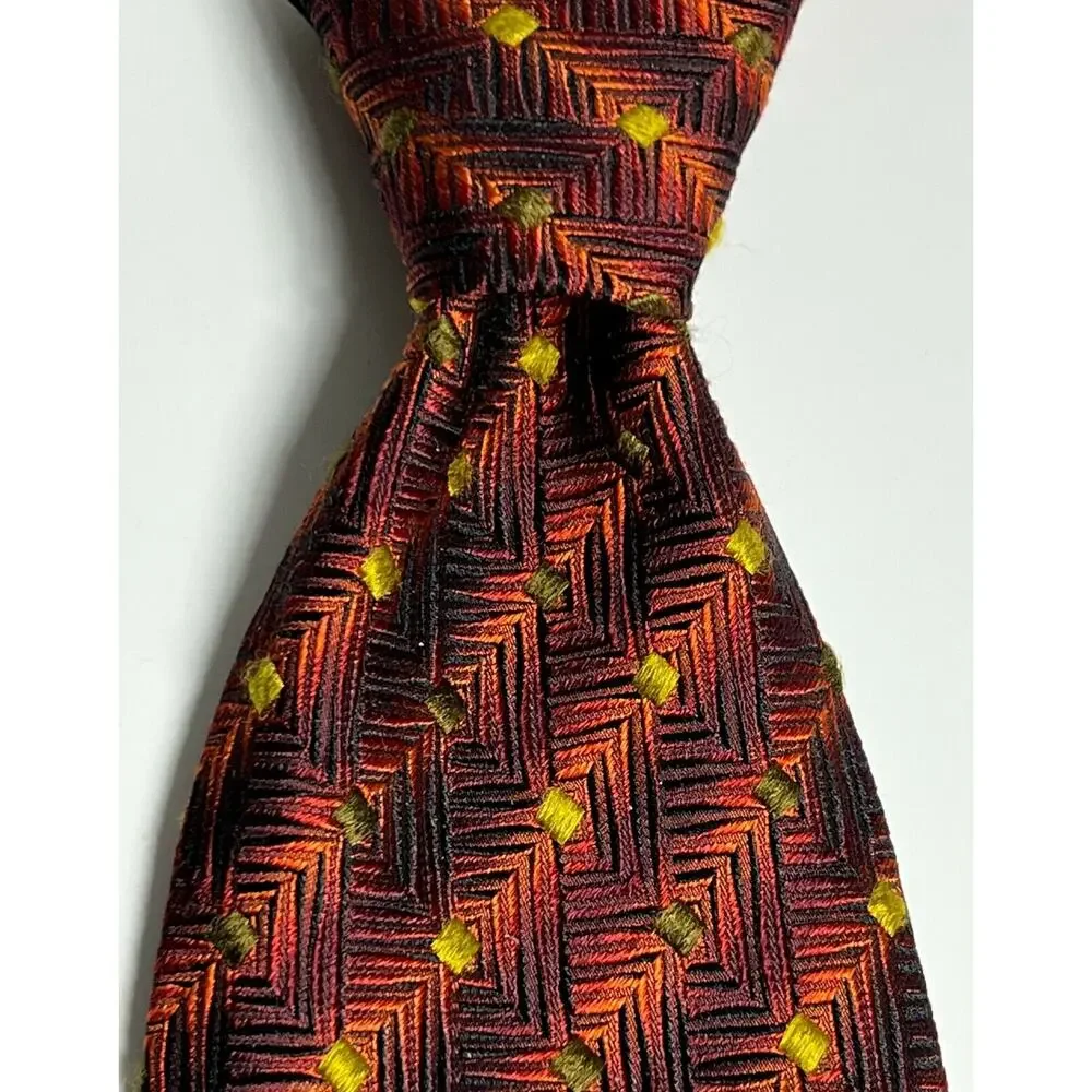 Ermenegildo Zegna Made in Italy Mens Vtg Necktie Brown Gold 100% Silk Luxury Tie - Picture 5 of 10